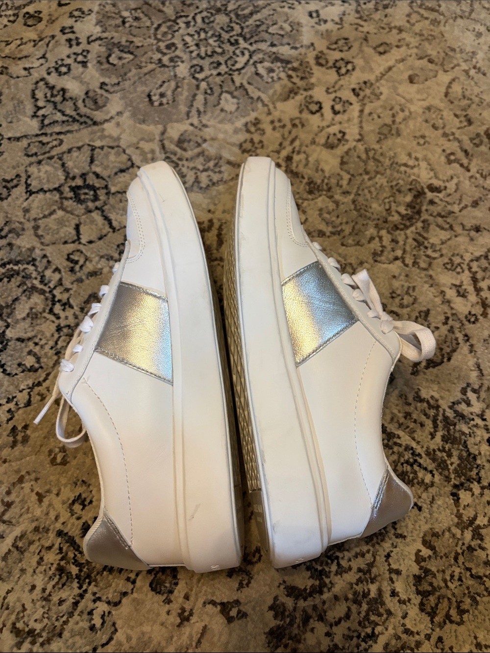 Cole Haan White Leather Sneakers with Silver Accent - Picture 5 of 9